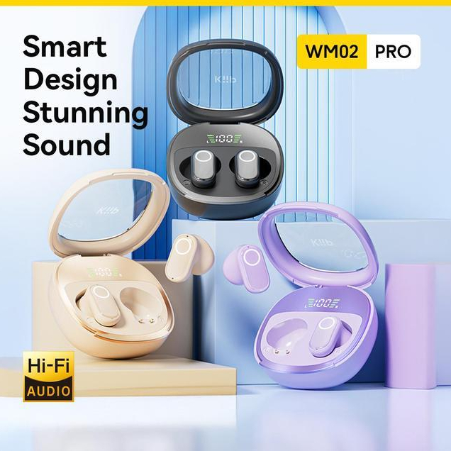 Robot - Wm02 Pro Tws Headset Bluetooth Earphone Mini Earbuds Handsfree Dengan Smart Led Display Case