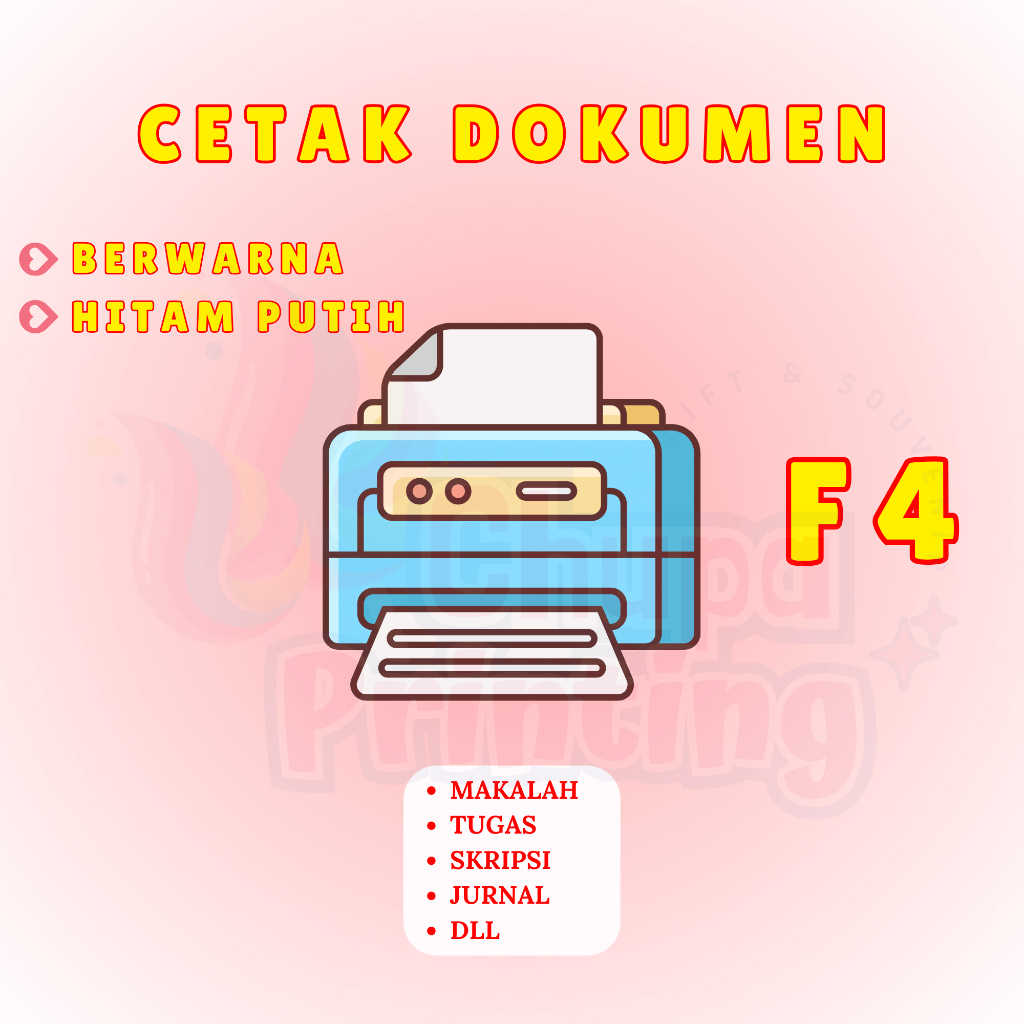 Cetak Dokumen F4 / Cetak Makalah F4 / Cetak Tugas F4