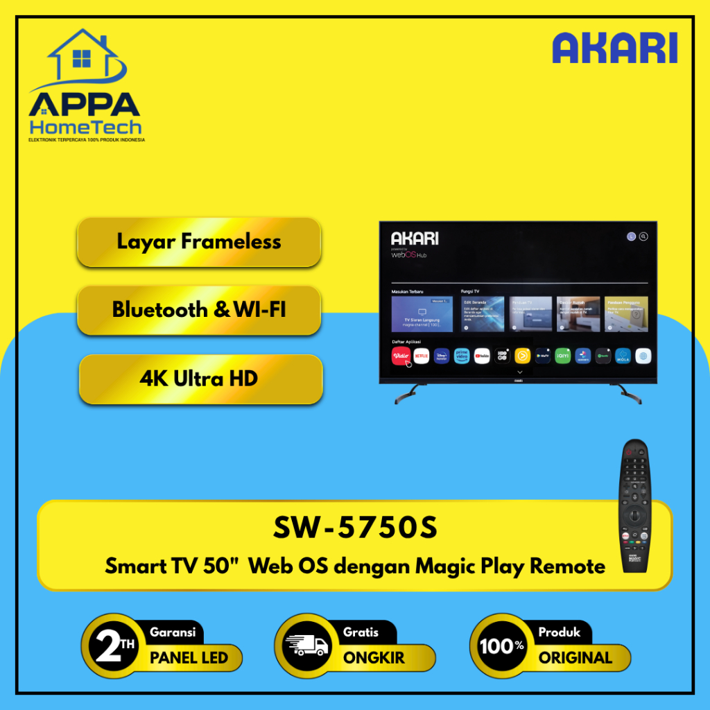 AKARI 50 inch Smart TV WEBOS UHD 4K Voice Comment SW-5750S ( LED TV 50 Inch )