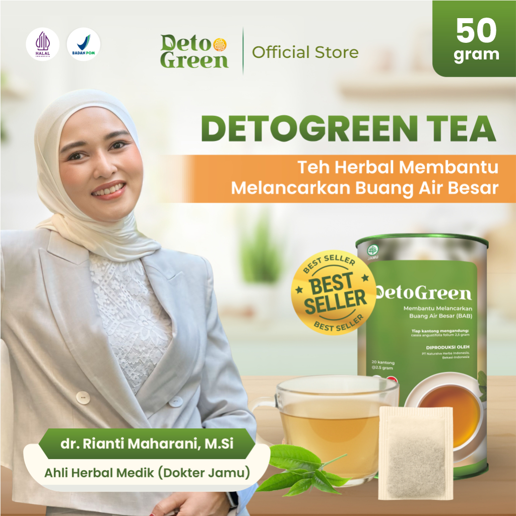 DETOGREEN Teh Herbal Bantu Melancarkan Buang Air Besar 50 Gram