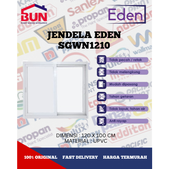 Jendela Upvc Eden Upvcslid Wd SGWN1210 120X100Cm Wh