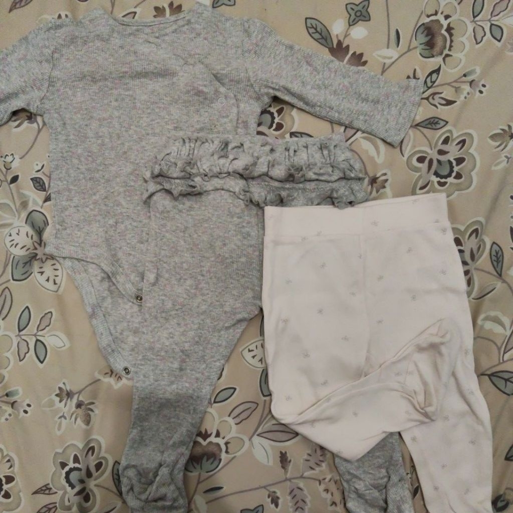 Ploved long sleeve bodysuit Mothercare original sz 3-6 bulan celana 6-9 bulan
