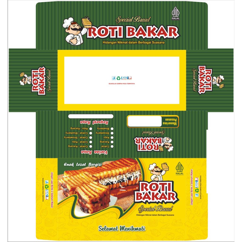 Dus Roti Bakar Laminasi  Ukuran 20x9x7,5 Cm Isi 100 Pcs / Box Roti Bakar