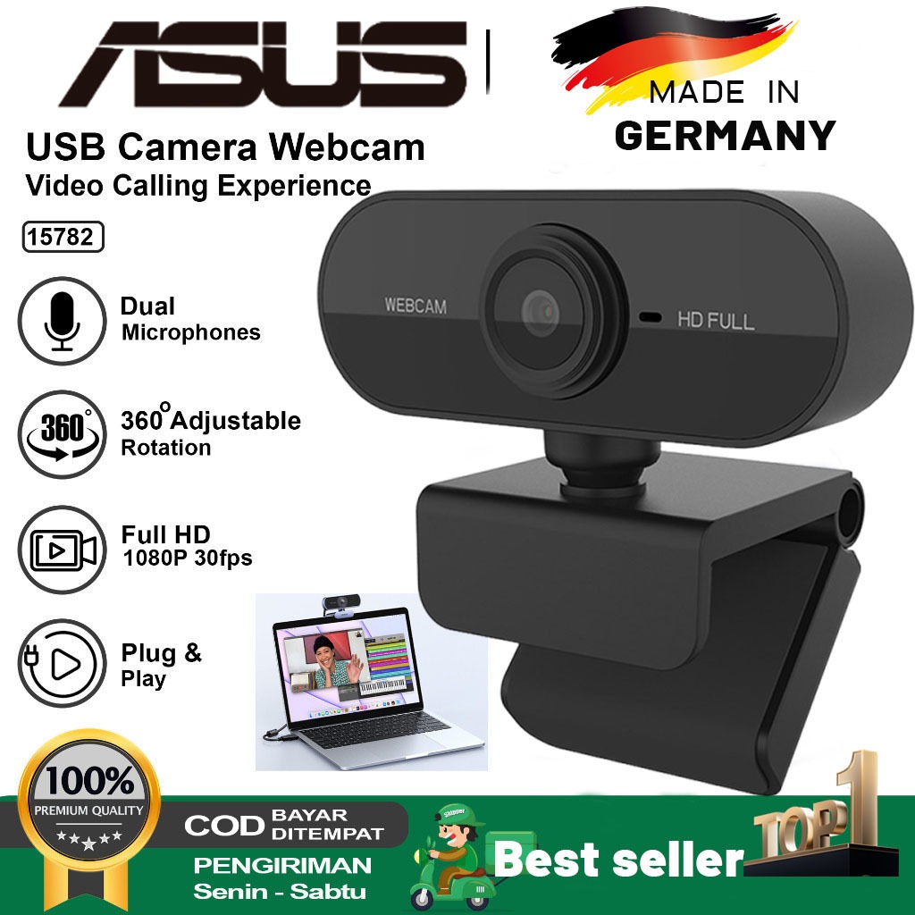 Webcam PC HD Kualitas Gambar Jernih Suara Jelas Berteknologi Tinggi, Kamera Laptop USB Plug And Play