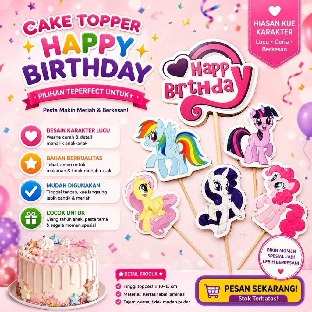 (harvest) cake topper tusuk karakter / cake topper karakter ulang tahun