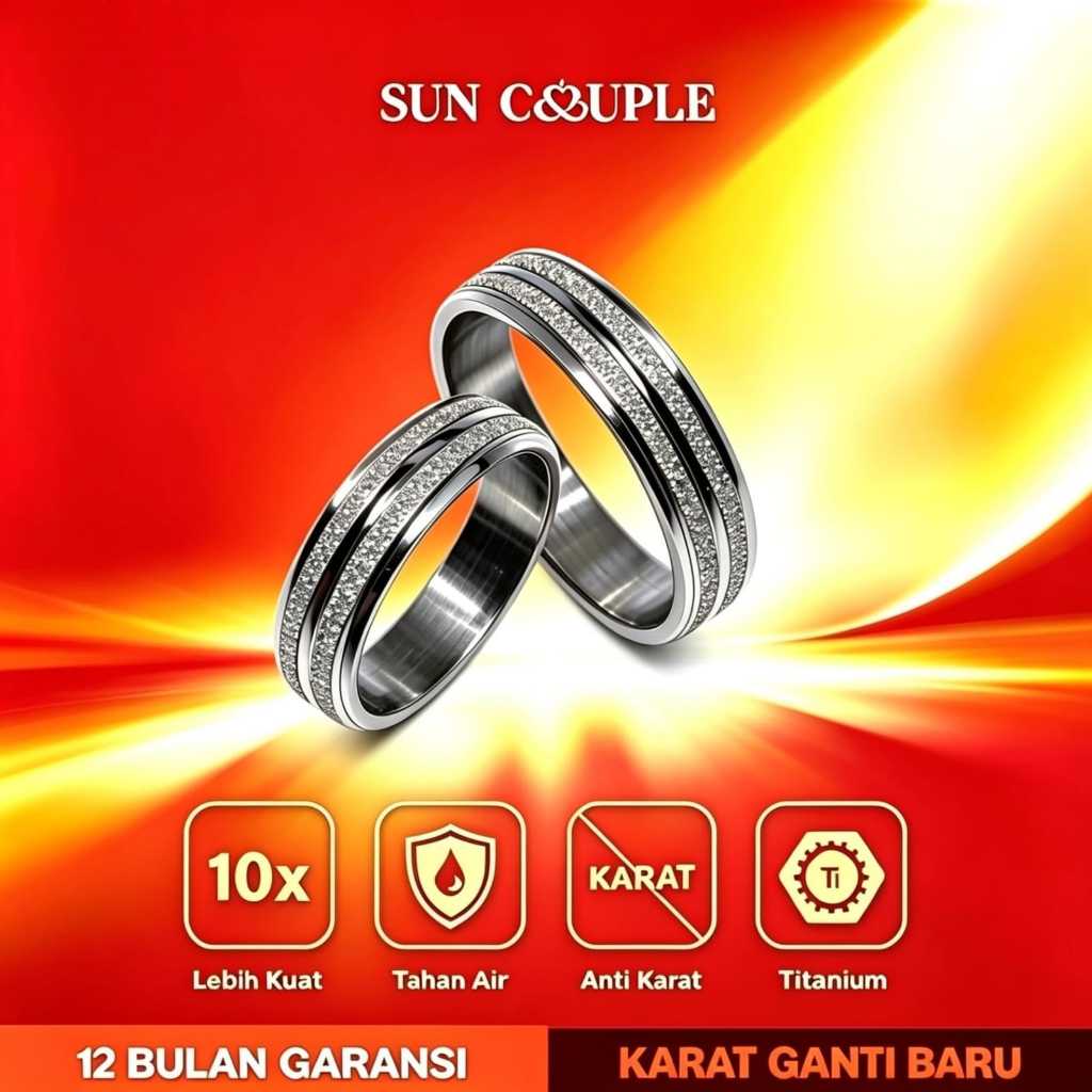 Cincin Couple Titanium Pasir Putih