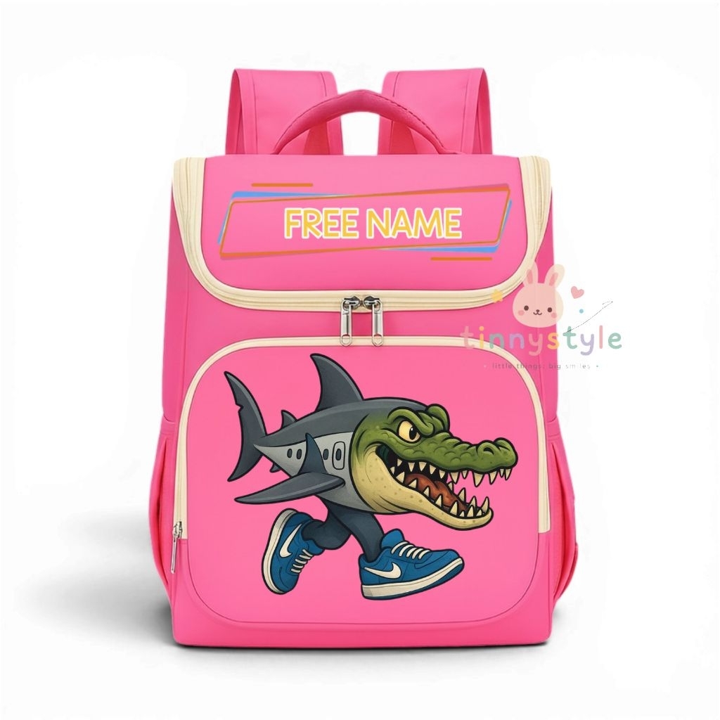 Tas Ransel Anak Gambar Anomali Buaya Backpack Tas Gendong Anak TK/SD Free Nama.