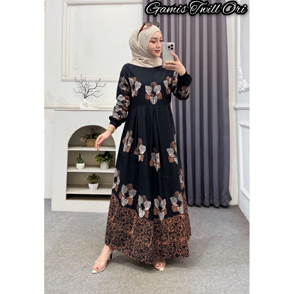 gamis twill ori gamis motif gamis twill pekalongan gamis twill jumbo gamis motif baju jumbo ld 130