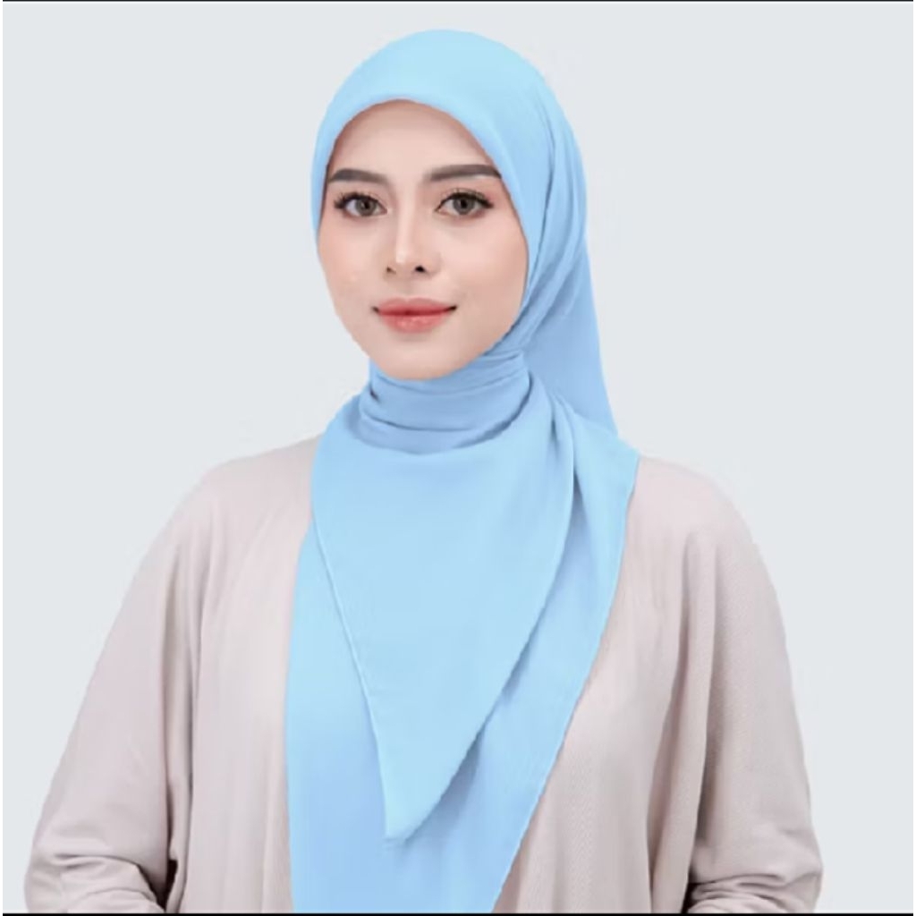 Paris voal jadul biru langit/jilbab segi empat jahit dua sisi