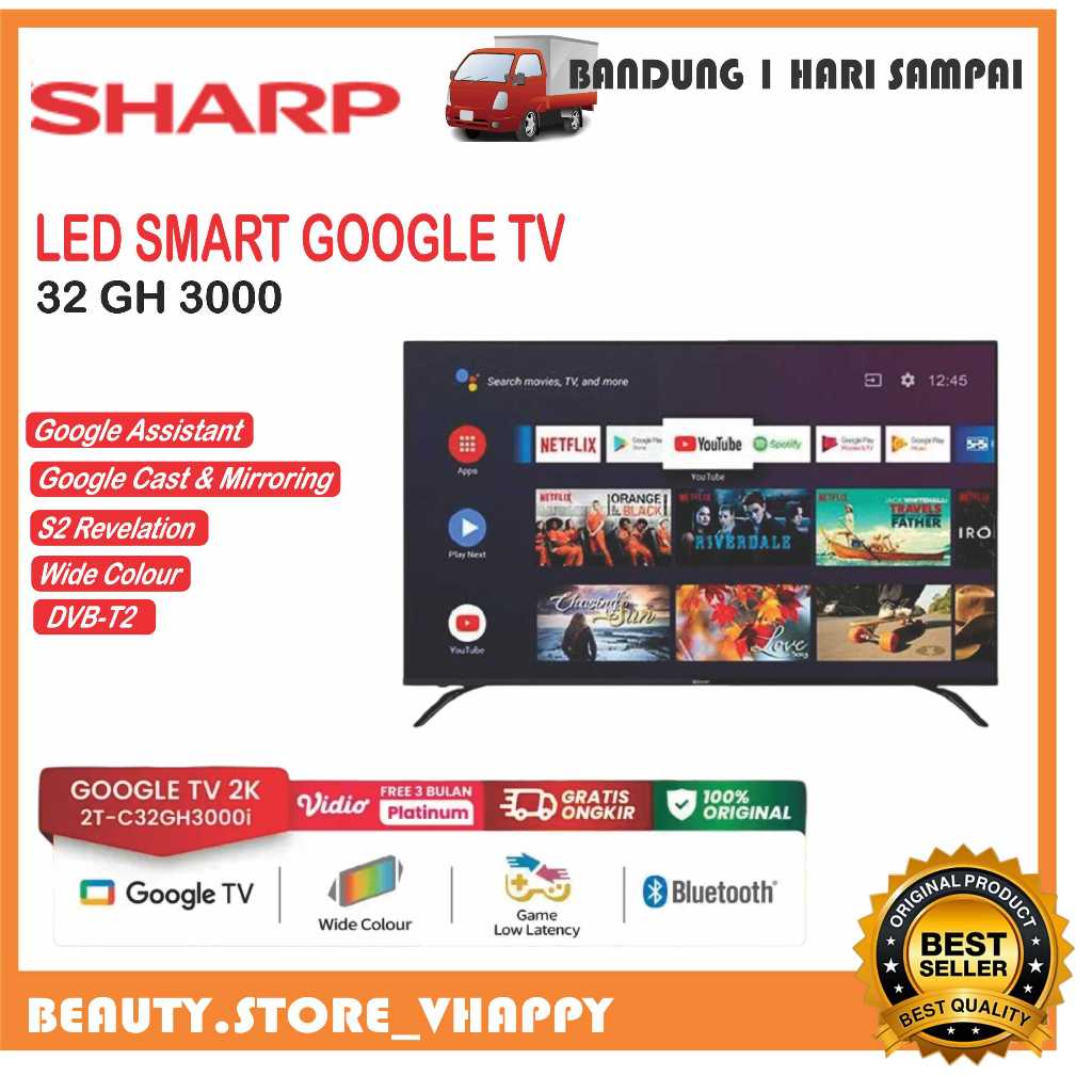 Sharp 2T C32GH3000i LED TV 32 Inch Digital Smart Google HD TV 32GH3000