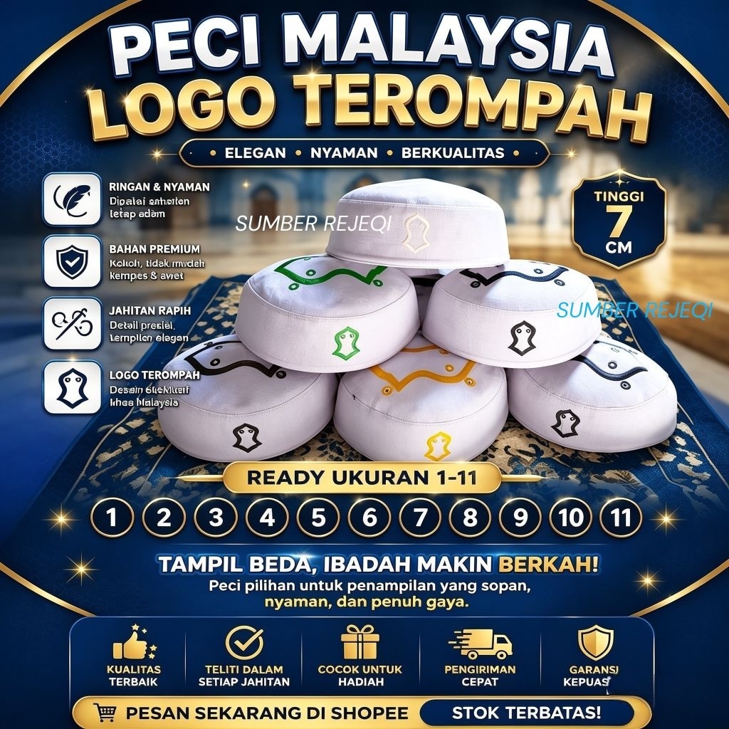 Peci Malaysia TEROMPAH No 1-12 Peci malaysia original abdul Karim peci malaysia terompah Peci malays