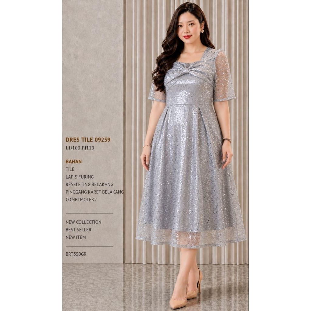 longdress tile pesta / baju kondangan mewah realpict