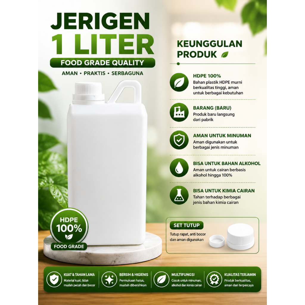 Jerigen 1 liter hdpe / dirigen 1 liter / jerigen 1 liter tebal