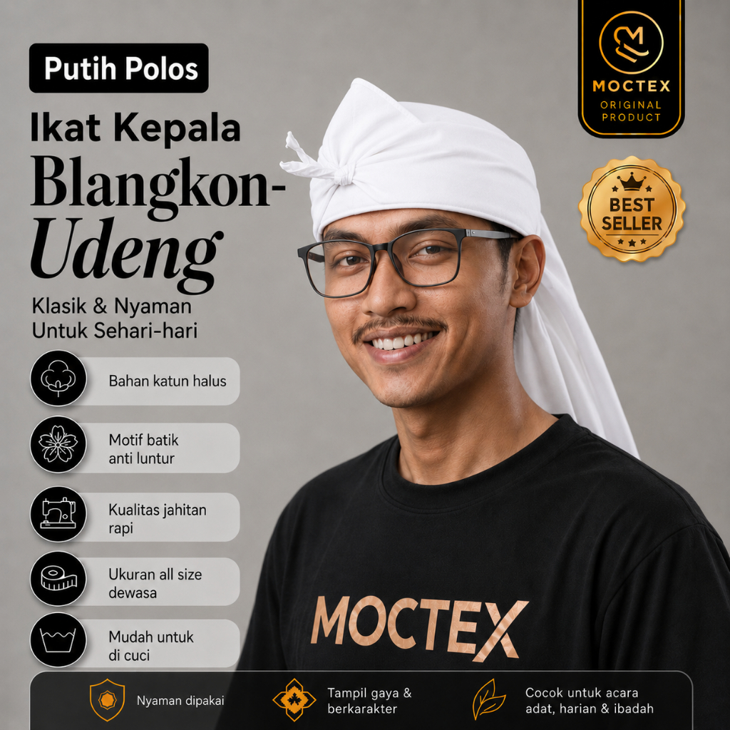 Blangkon totopong udeng bendo polos putih sunda jawa bali