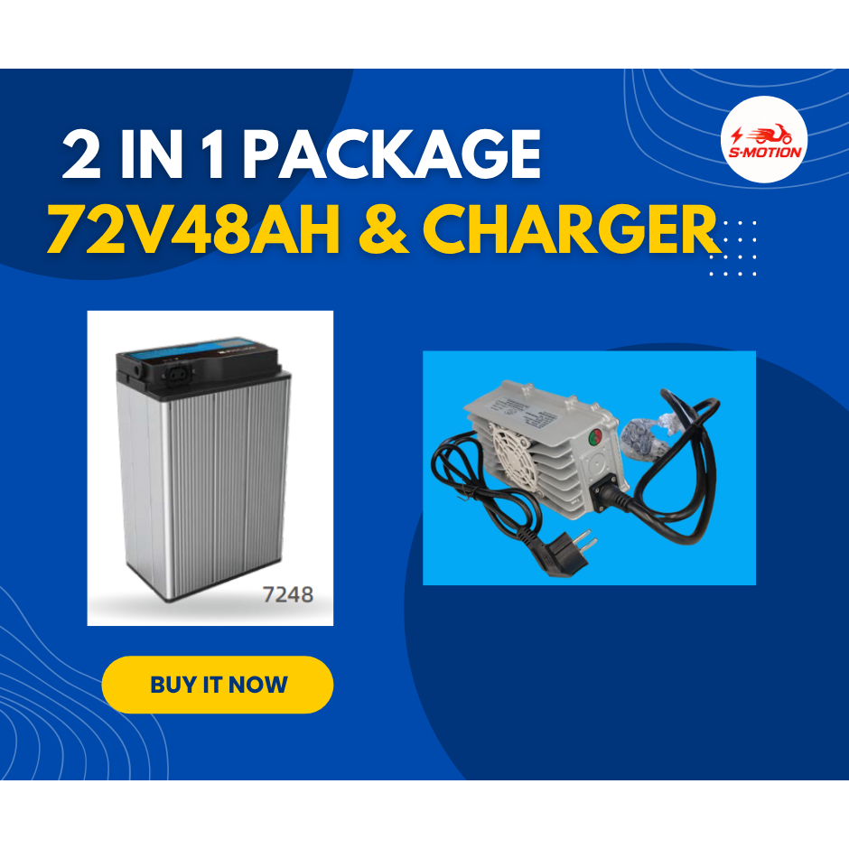 Package 2 in 1 — Baterai Lithium Phylion 72V48Ah + Charger