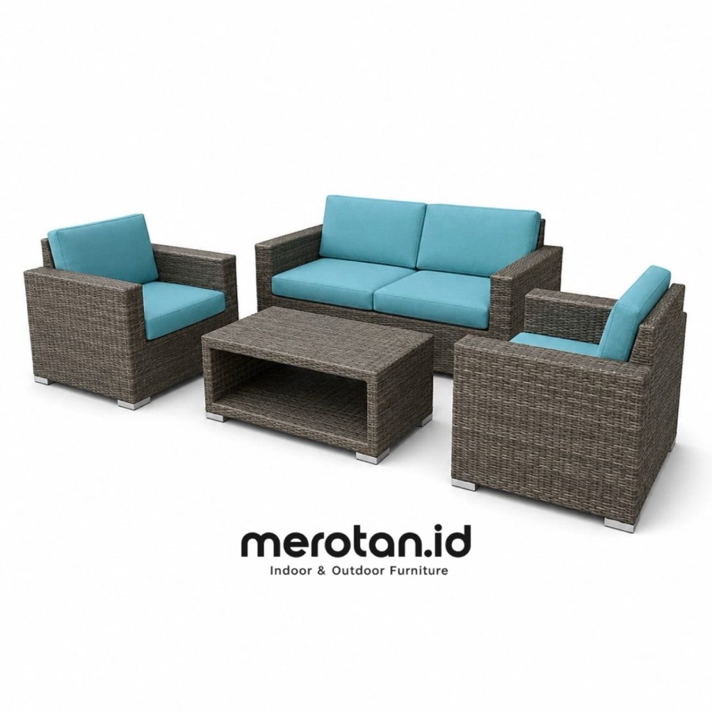 Merotan ID - Set Sofa Tamu Outdoor Anyaman Rotan Sintetis / Kursi Tamu Outdoor Rotan Sintetis / Sofa