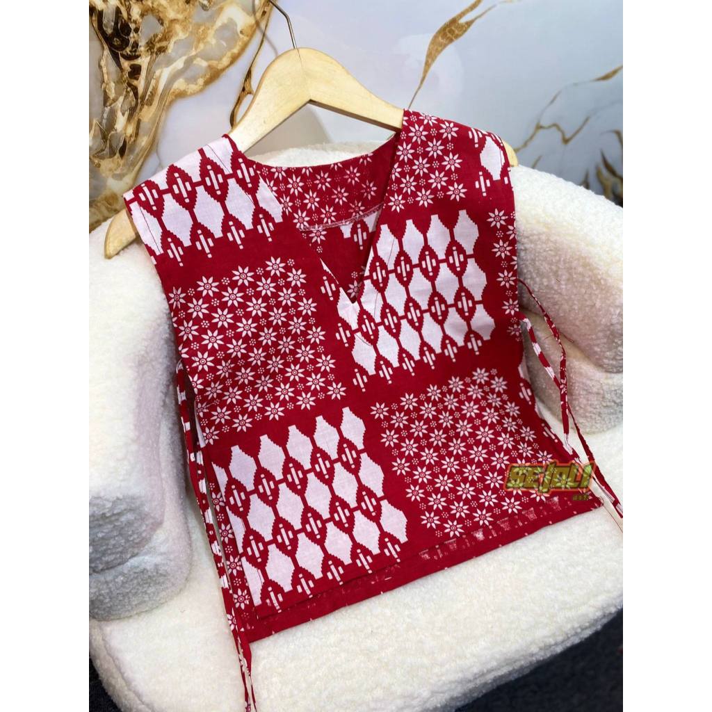Vest Batik Wanita Modern Rompi Outer Merah Putih Ekslusif Bahan Katun Tr