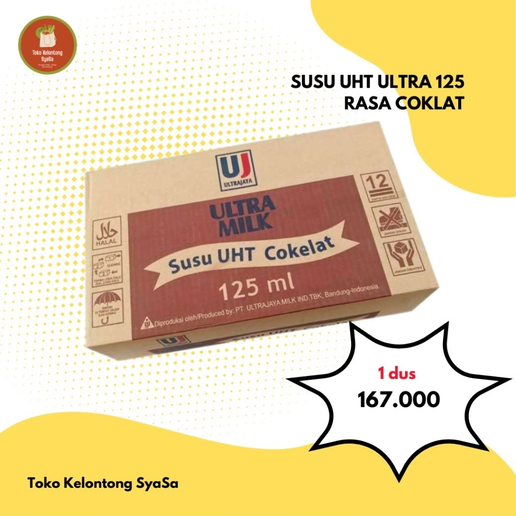 [TKS] Susu UHT Ultra Milk 1 Dus Isi 40 Botol 125ml Coklat