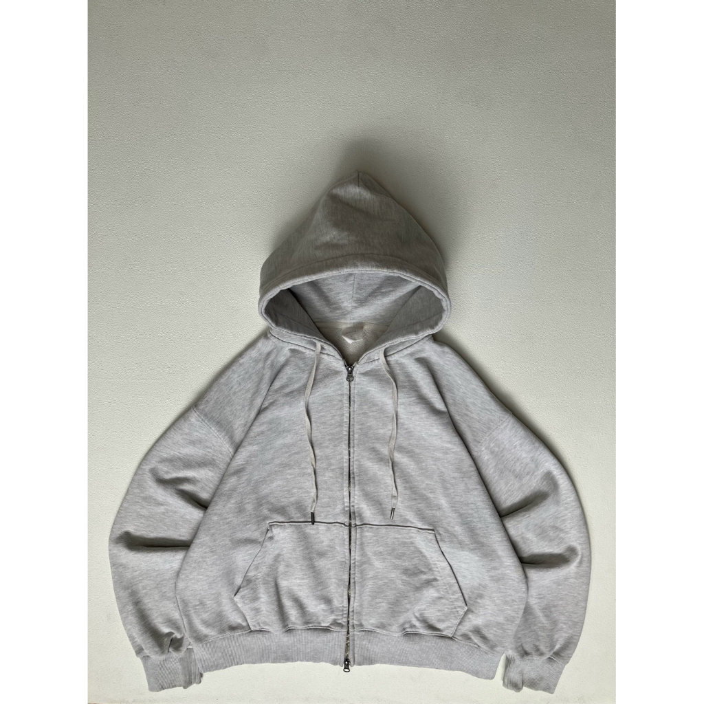 Heavyweight White Misty Blank Zip Hoodie / CC378