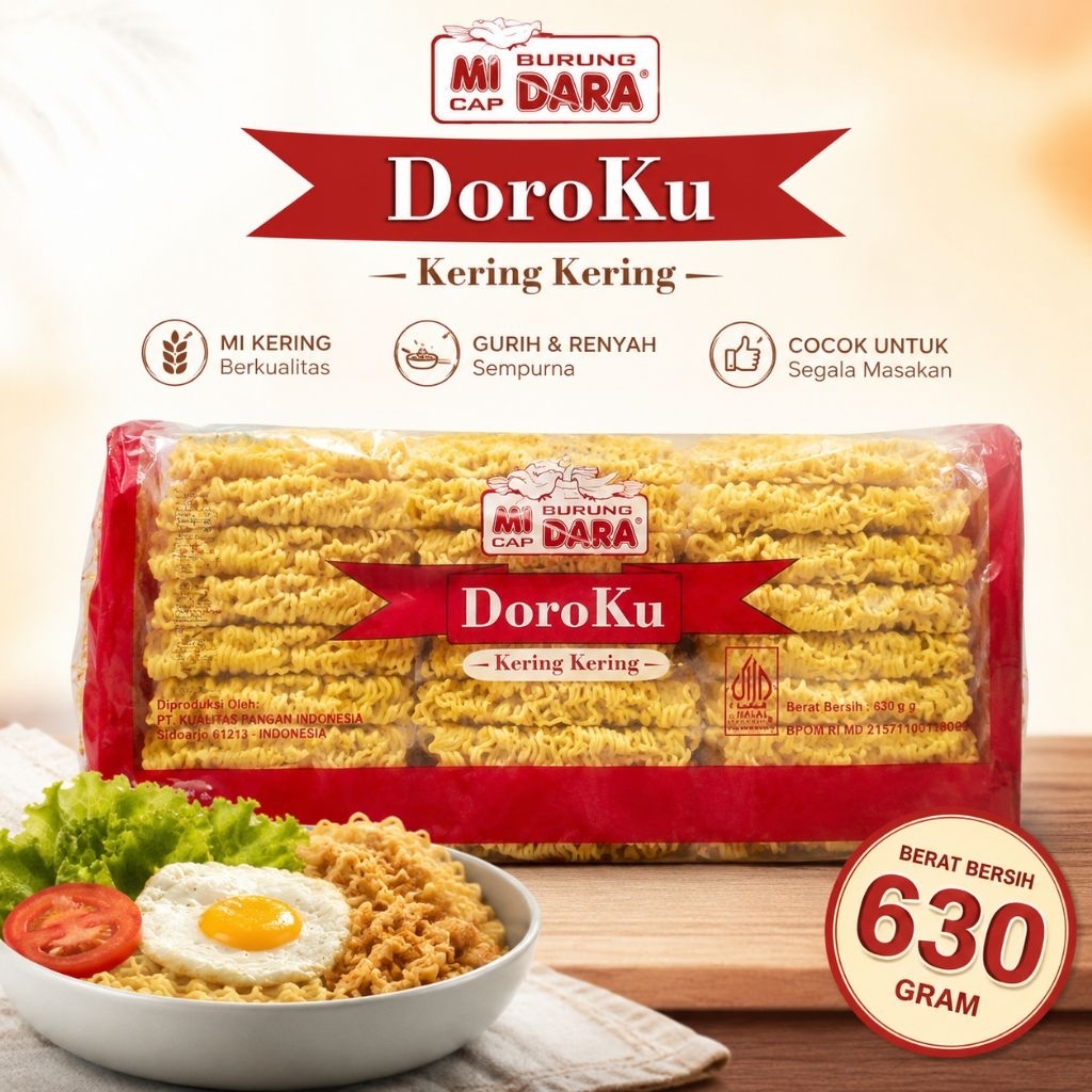 Mie Kering Gandum Doroku 600g - Cocok untuk Seblak, Mie Ayam, Cuangki, Mie Goreng