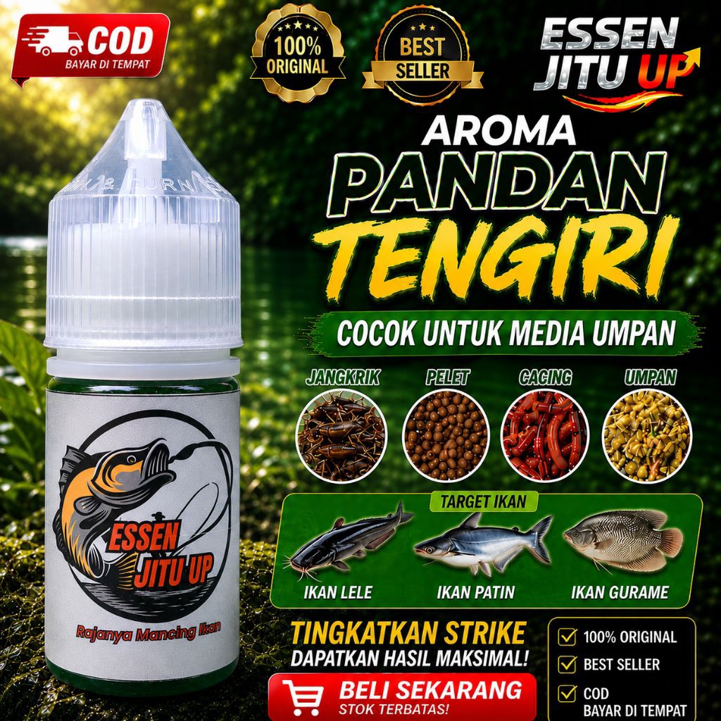 ESSEN JITU UP AROMA PAMDAN TENGIRI  100% gacor premiun essen cocok buat ikan mas, nila mujahir, tawe