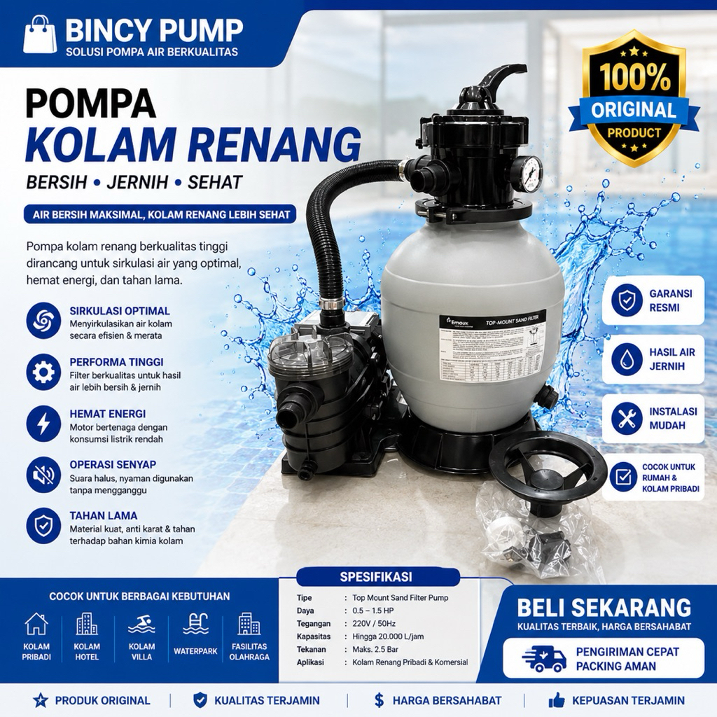 Pompa Filter Kolam Renang Intex 1/2Hp Emaux Combo Portable 0,5Hp