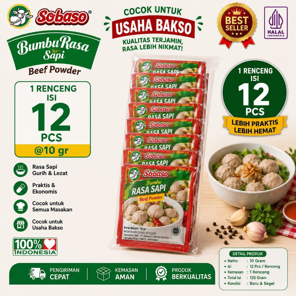SOBASO beef powder bumbu rasa sapi 12 pcs (@.10 gr)