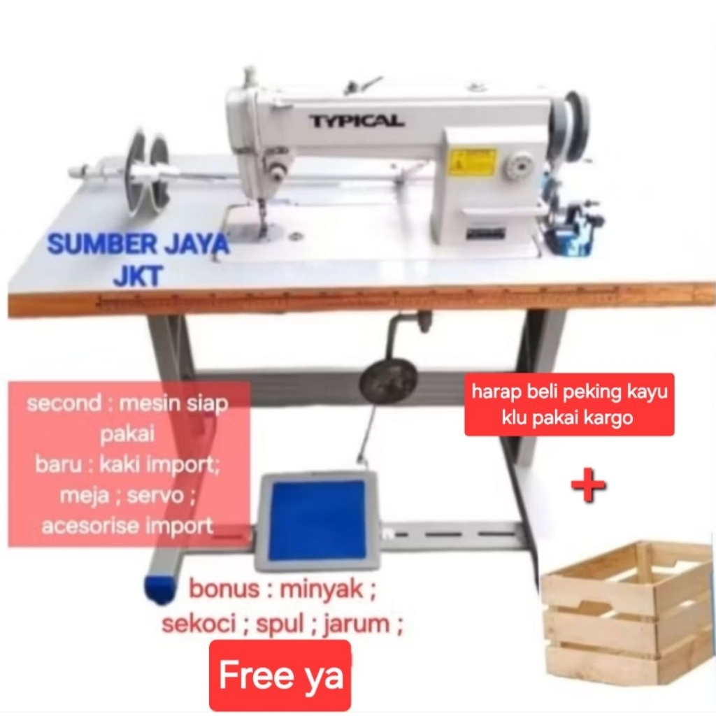 mesin jahit Typical second.(Baru servo,/kaki/meja triplek)
