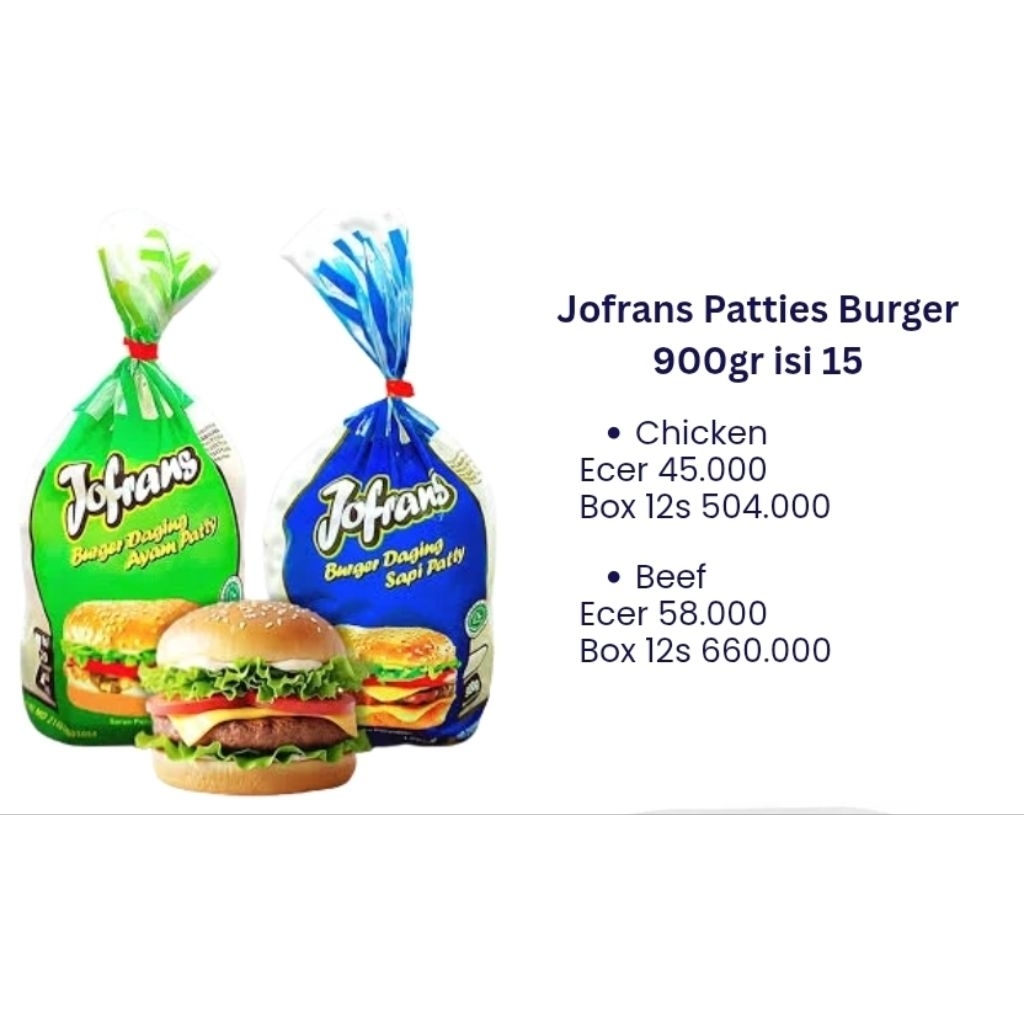JOFRANS BEEF PATTIES // JOFRANS CHICKEN PATTIES 900GRAM