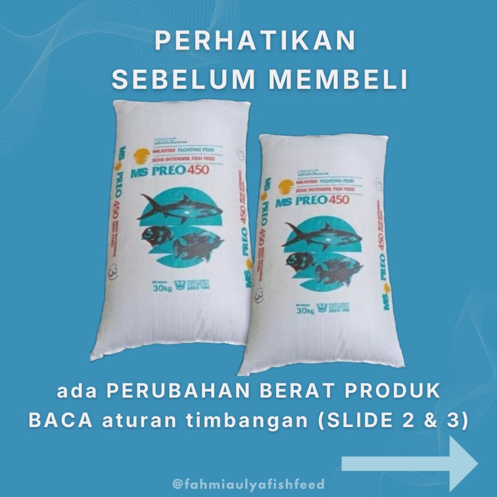 Pakan Ikan MS PREO 450 (1 kg) Pelet Ikan Air Tawar Bandeng