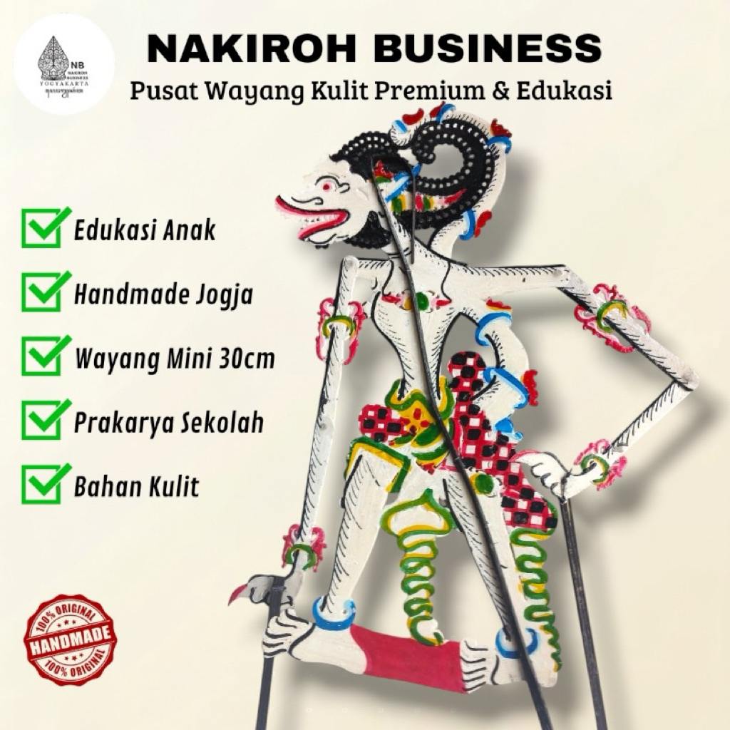 NAKIROHBUSINESS Wayang Kulit Mini Asli Anoman 30cm / Anoman Wayang Kulit Mini Kulit Sapi Asli