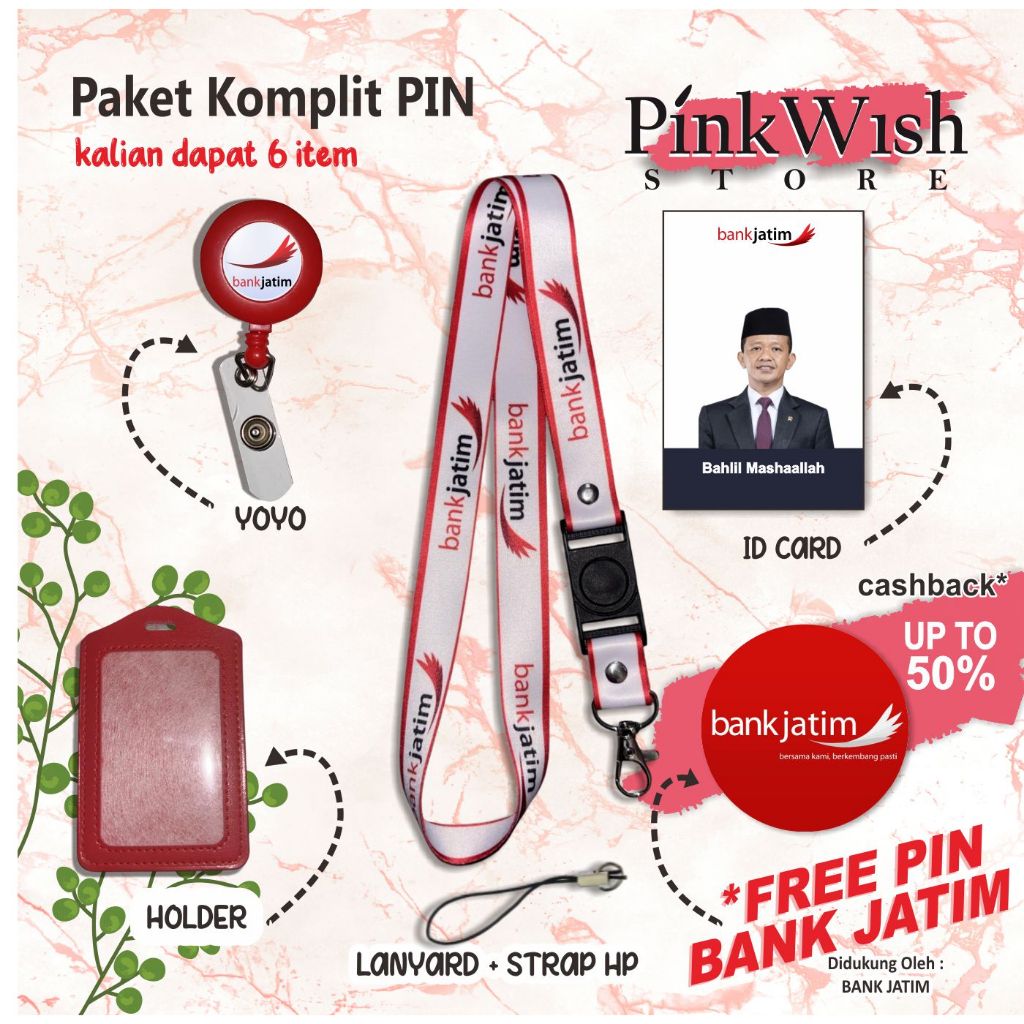 Tali ID Card Bank Jatim | lanyard BANK JATIM [ READY STOCK ] TERMURAH