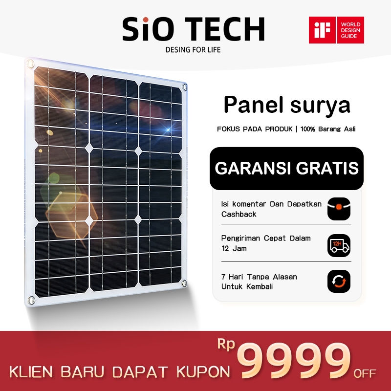 Panel Surya 60W/100W Panel Tenaga Surya Polikristalin Kit Tenaga Surya Fleksibel 12V Pengisi Daya Ba