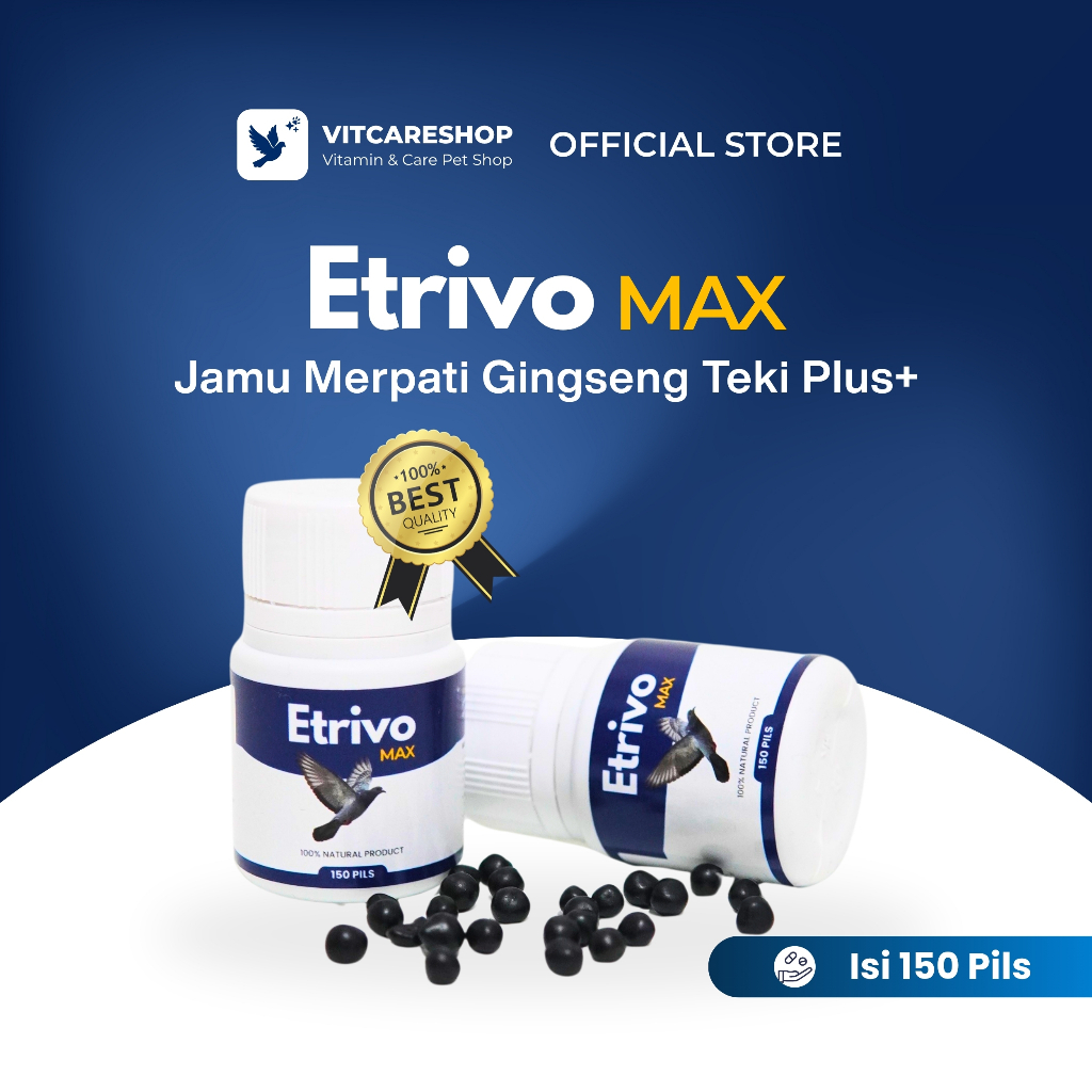 Jamu Merpati ETRIVO MAX Isi 150 Butir | Merpati Kolong & Balap Player | Ekstrak Gingseng Teki 15 Her