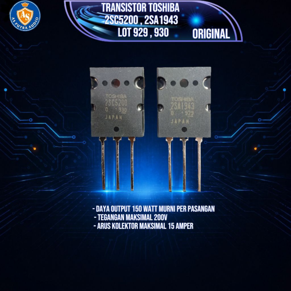 Transistor Toshiba Original Tipe 2SC5200/2SA1943 Lot929/930