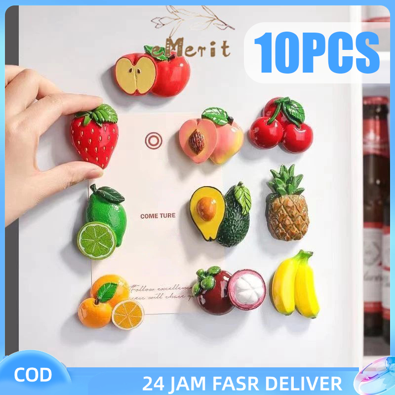 10pcs Magnet Kulkas Buah 3d Buah-Buahan Kreatif Magnet Kulkas Buah Buah Magnet Kulkas