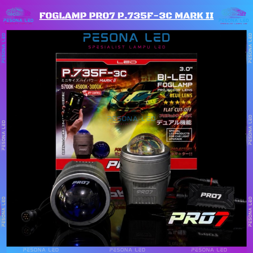 PRO7 BILED FOGLAMP PRO7 P.735F-3C Mark II / 3 Warna Bluetooth APP / P735 - 3C Mark 2 / P 735 F 3C MK