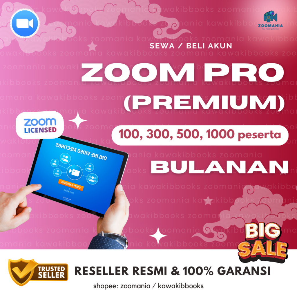 Zoom Premium Pro 1 Bulan 100 300 500 1000 Peserta Fitur Lengkap Bergaransi