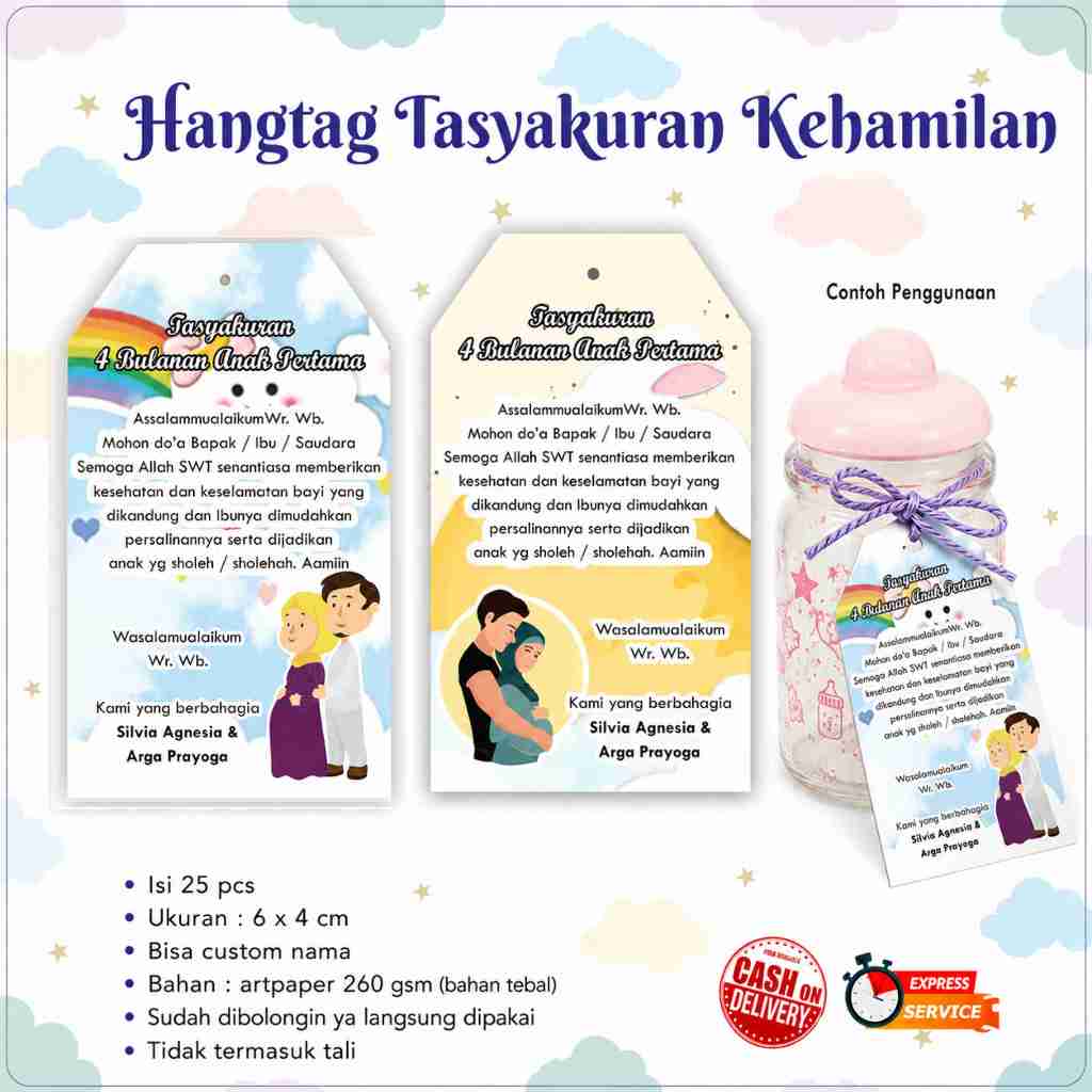 [25 pcs] Hangtag Tasyakuran Kehamilan 4 bulan / Hamil / Tag / Name Tag