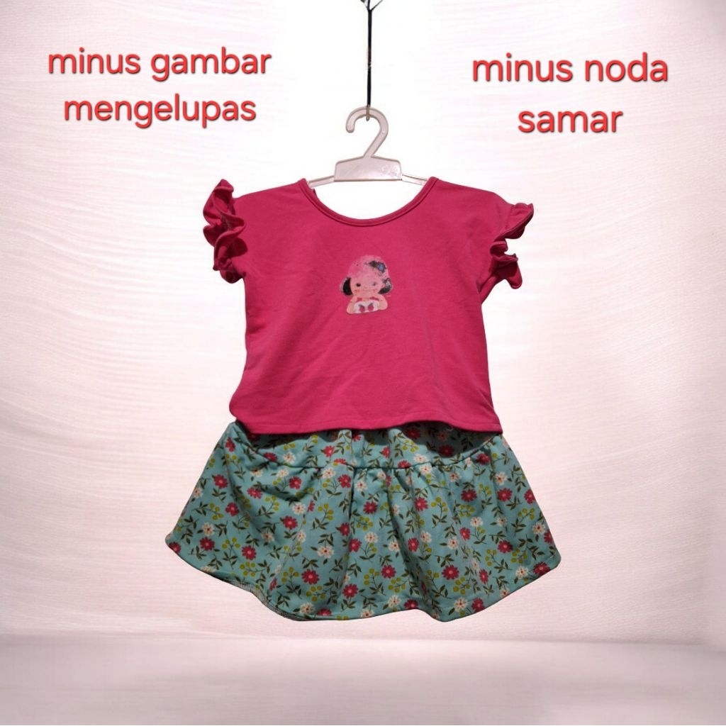 MADAM-Preloved Setelan Rok Anak Bunga Merah
