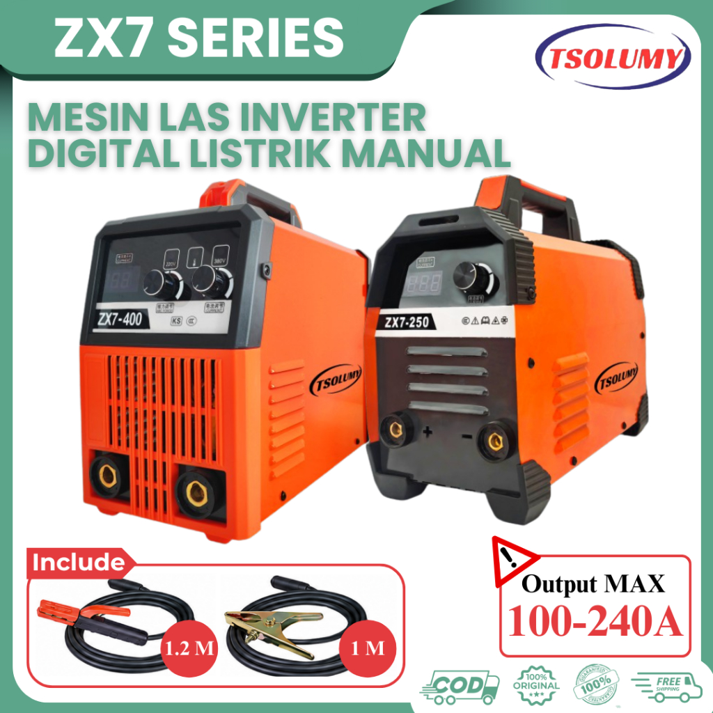 TSOLUMY Mesin Las Inverter MMA ZX7 Series Las Listrik Digital IGBT 220V Mesin Las Portable 225/250/2