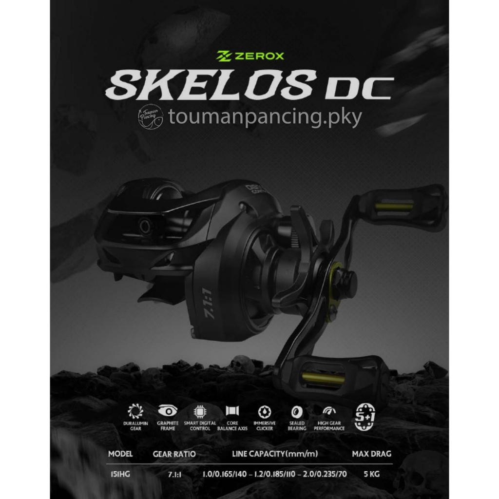 Touman Pancing - Zerox Skelos DC 151HG Reel Baitcasting BC Digital Control Drag Clicker 5+1 BB