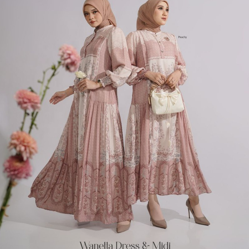 NADHEERA LUXURY WANETTA DRESS MIDI DRESS GAMIS ABAYA PREMIUM TERBARU