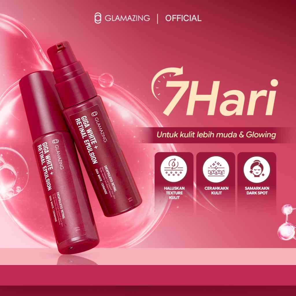 GLAMAZING Serum Giga White + Retinal Emulsion 30ml Anti Aging Retinol Mencerahkan Mengurangi Kerutan
