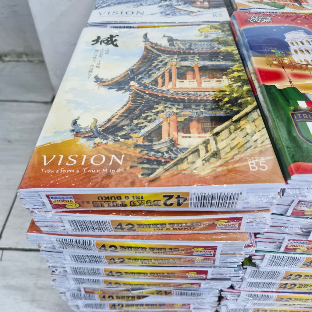 (1 PAK) Buku Tulis VISION Boxy B5 42 Lembar Motif 1 Pack