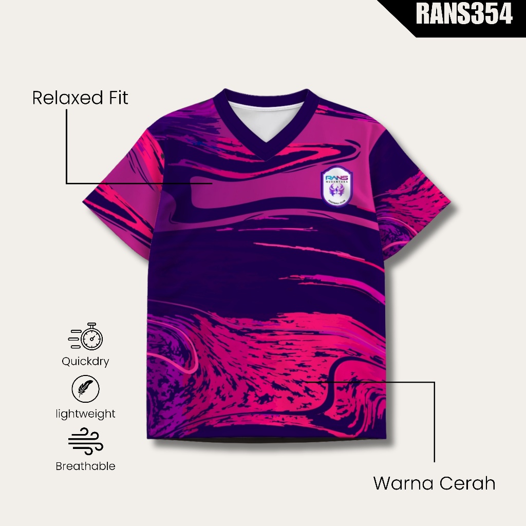 Atasan Jersey Rans FC Home Purple 2023 Full Printing Free Request Nama Nomor Punggung Dll