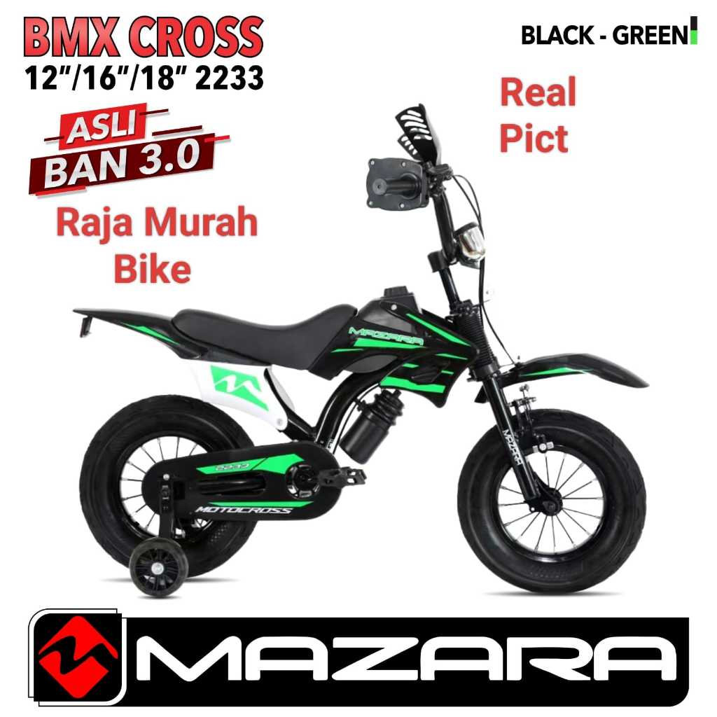 sepeda anak laki laki bmx mazara 2233 12 inch sepeda anak motor cross trail mazara 2233 ban jumbo