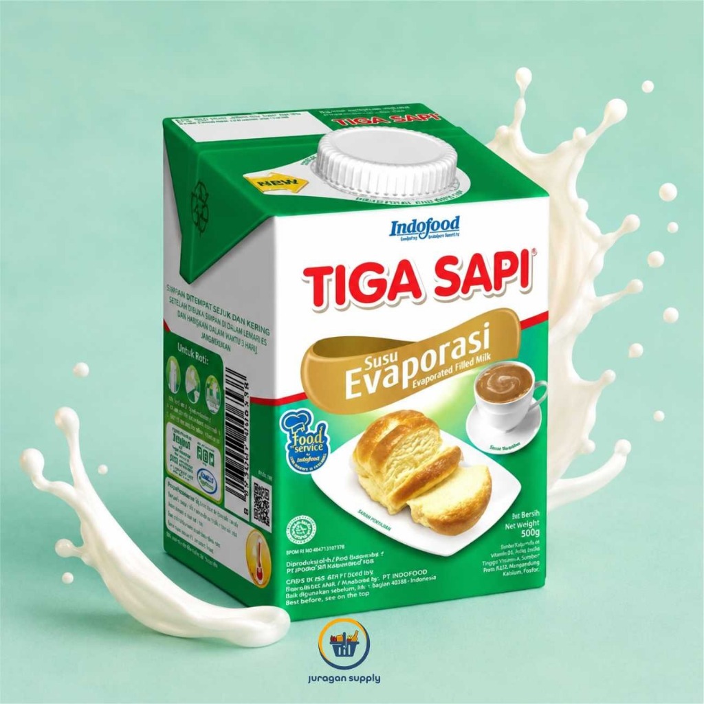 INDOFOOD TIGA SAPI SUSU EVAPORASI 500GRAM KEMASAN KARTON