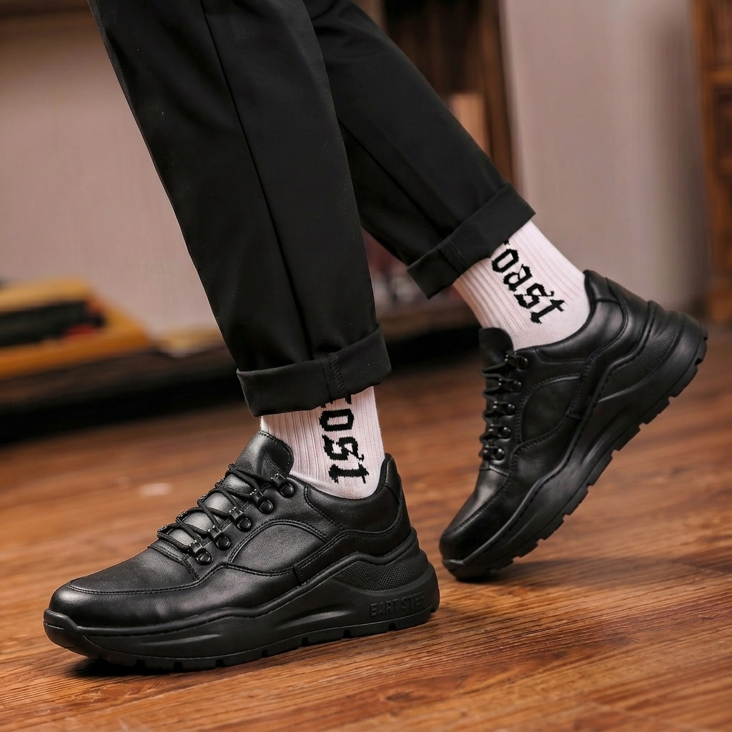 Sepatu Formal Sneakers Hitam Pria Chunky Ukuran 39-46