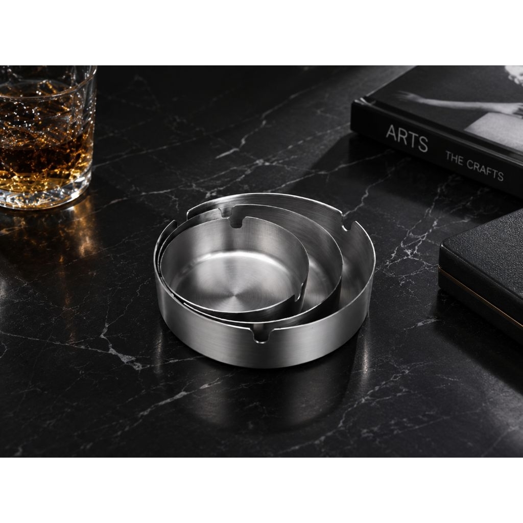 Asbak Stainless Bulat / Asbak Anti Karat / Stainless Steel Ashtray